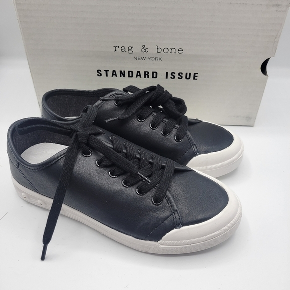NWB Rag and Bone lace up black leather size 5 - Picture 1 of 12